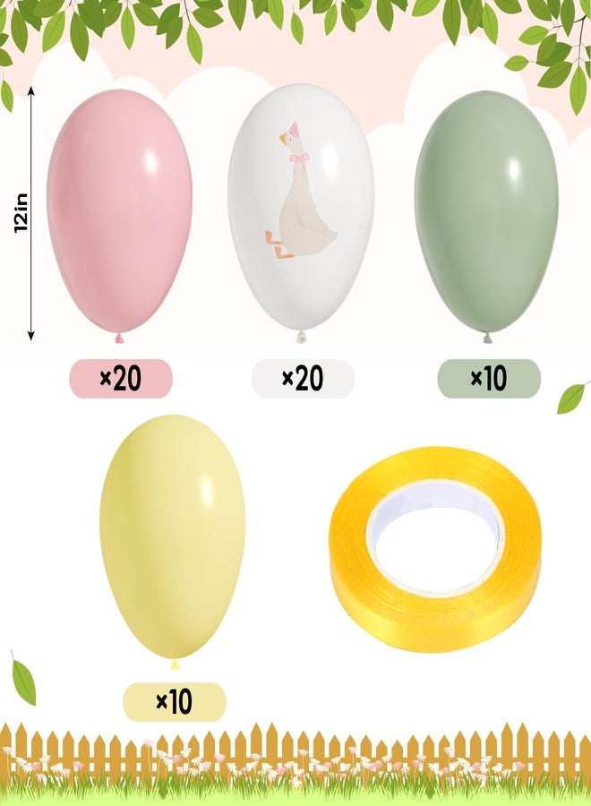 Motionchic 60 Pcs Bow Goose Balloons Set, 12 Inch Pastel Pink Latex Balloons One Silly Goose Birthday Party Decorations Baby Shower Decor(Pink) - Image 2